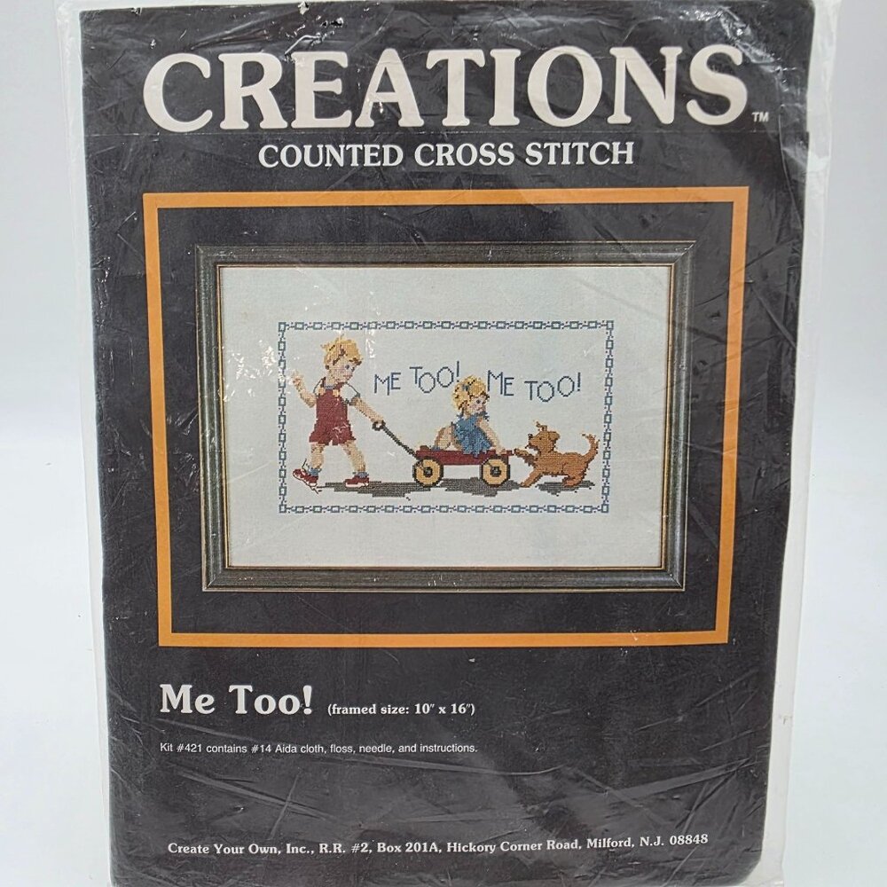 Creations Counted Cross Stitch Kit Me Too Floss #14 Aida Cloth & Instructions